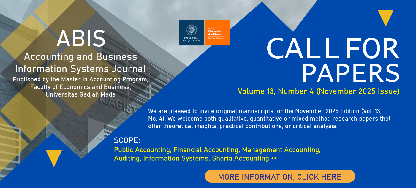 Call for Papers – ABIS: Accounting and Business Information Systems Journal Volume 13, Number 4 (November 2025 Issue)